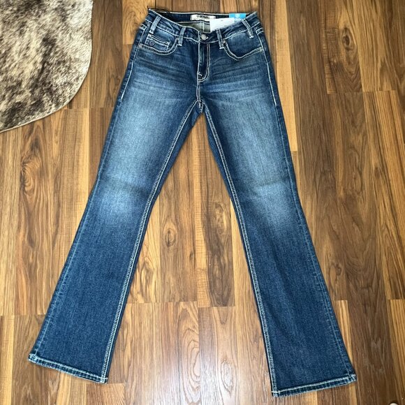 Rock & Roll Denim Midrise Bootcut Cowhide Pocket Women's Riding Jeans 26x34 NEW - Picture 2 of 10